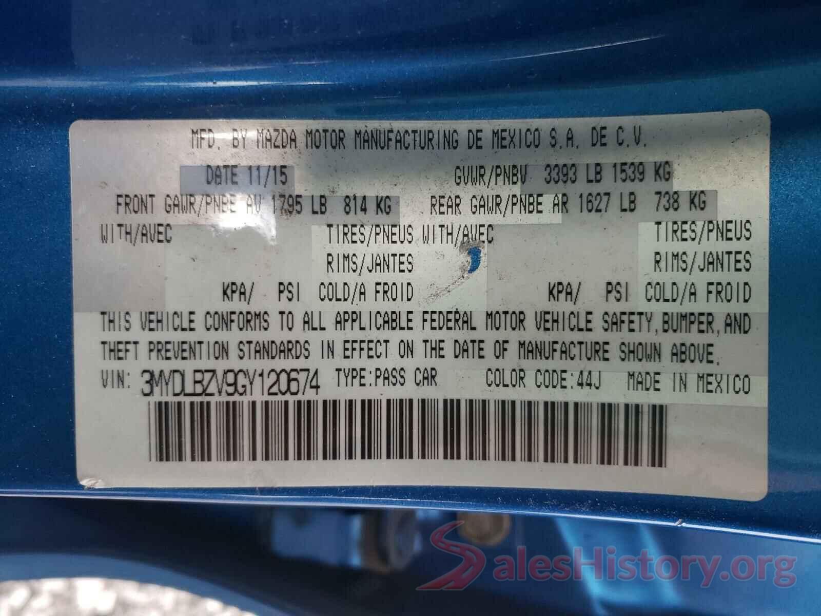 3MYDLBZV9GY120674 2016 TOYOTA SCION