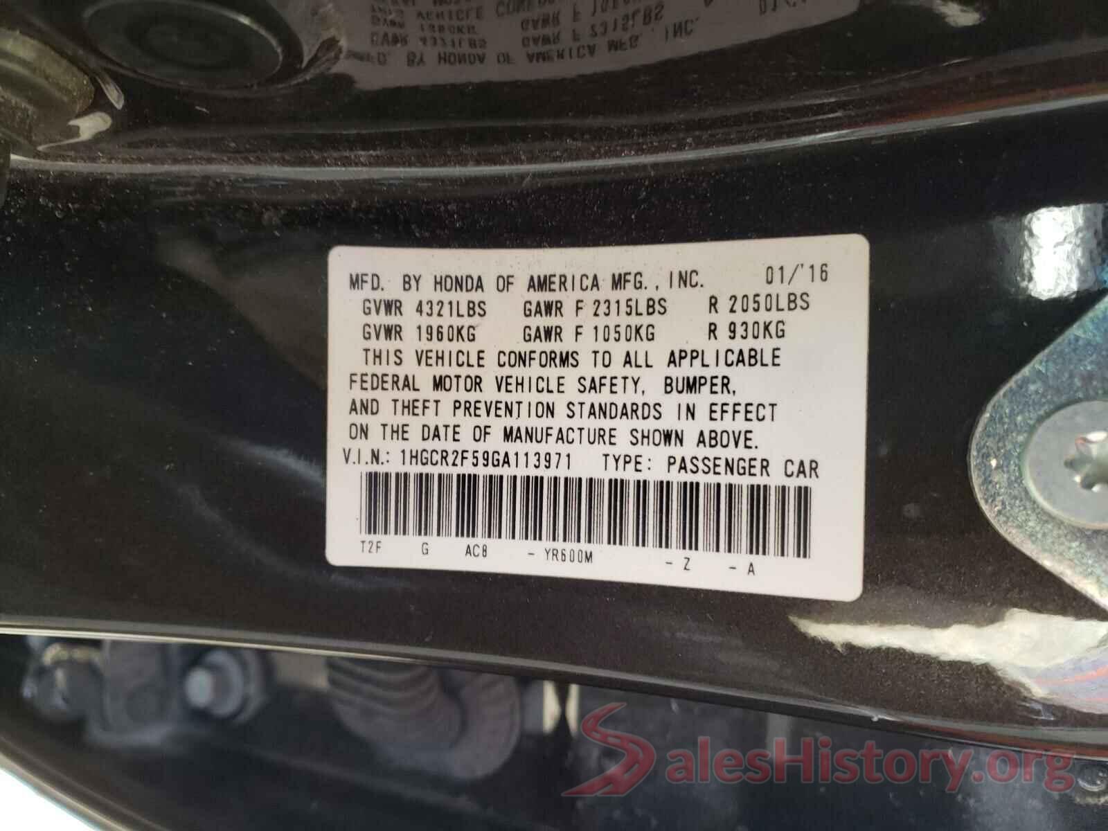 1HGCR2F59GA113971 2016 HONDA ACCORD