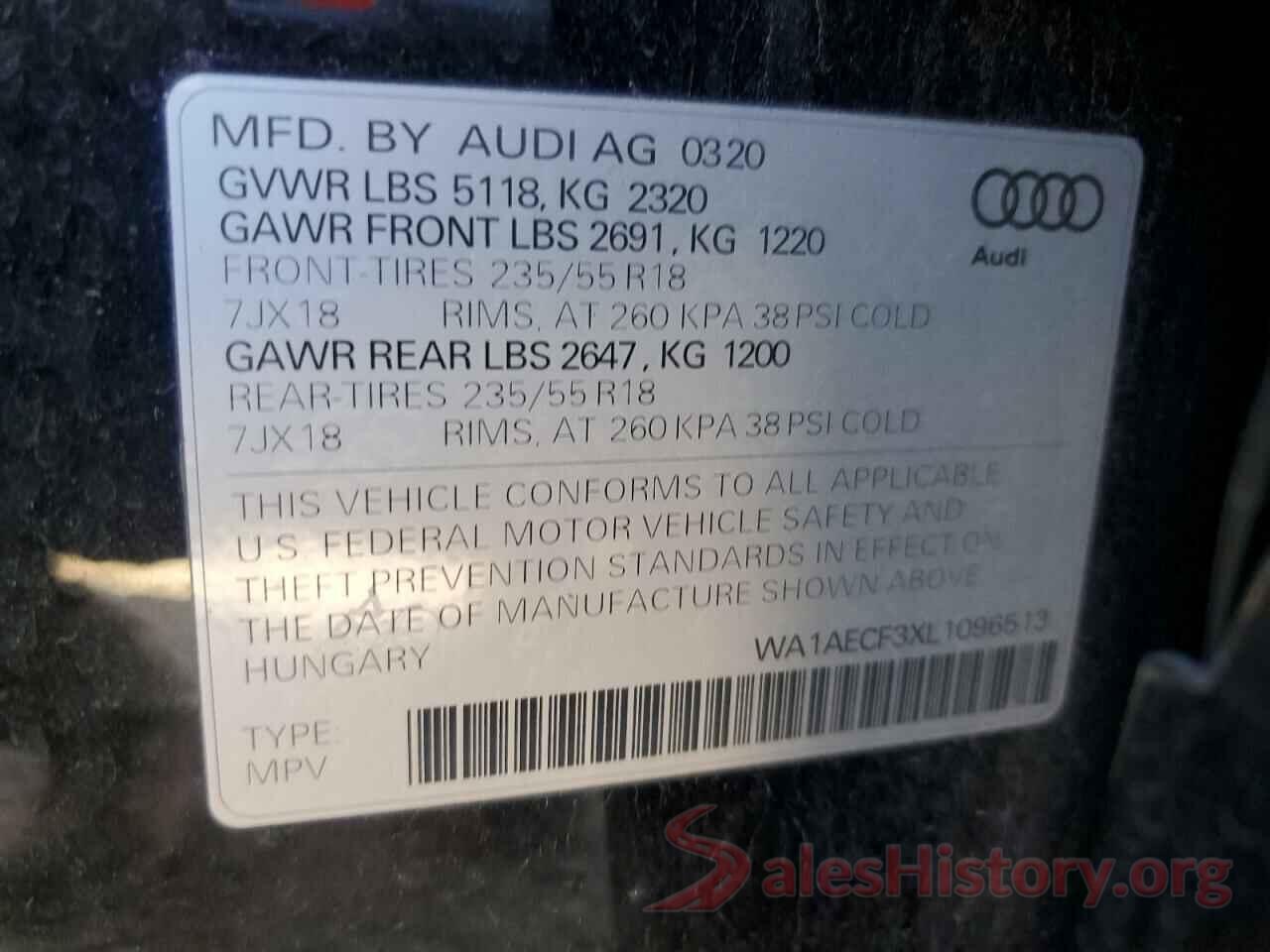 WA1AECF3XL1096513 2020 AUDI Q3