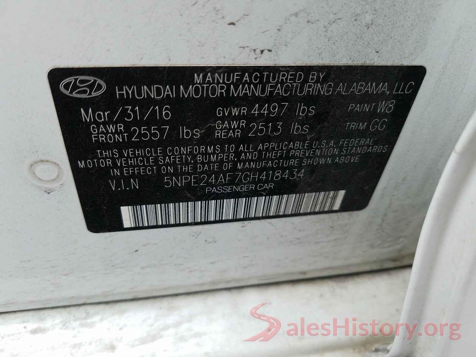 5NPE24AF7GH418434 2016 HYUNDAI SONATA