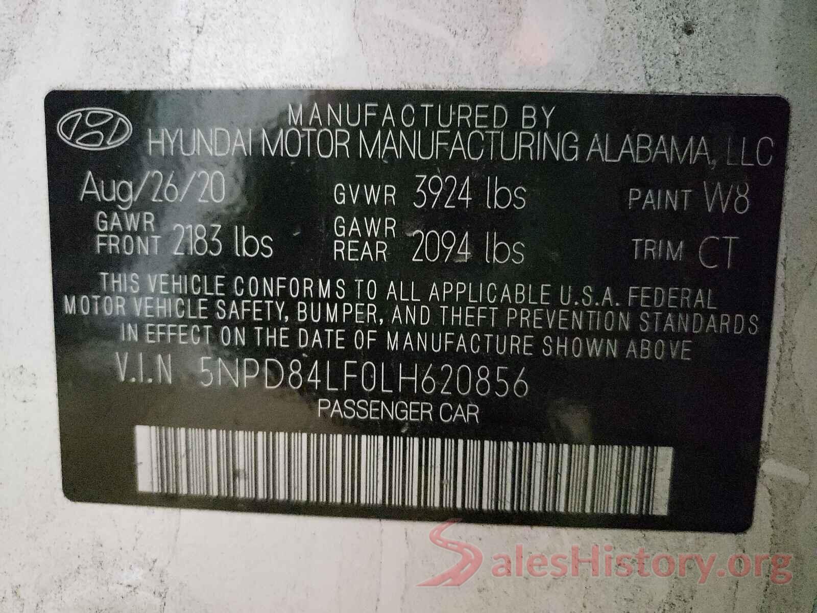 5NPD84LF0LH620856 2020 HYUNDAI ELANTRA