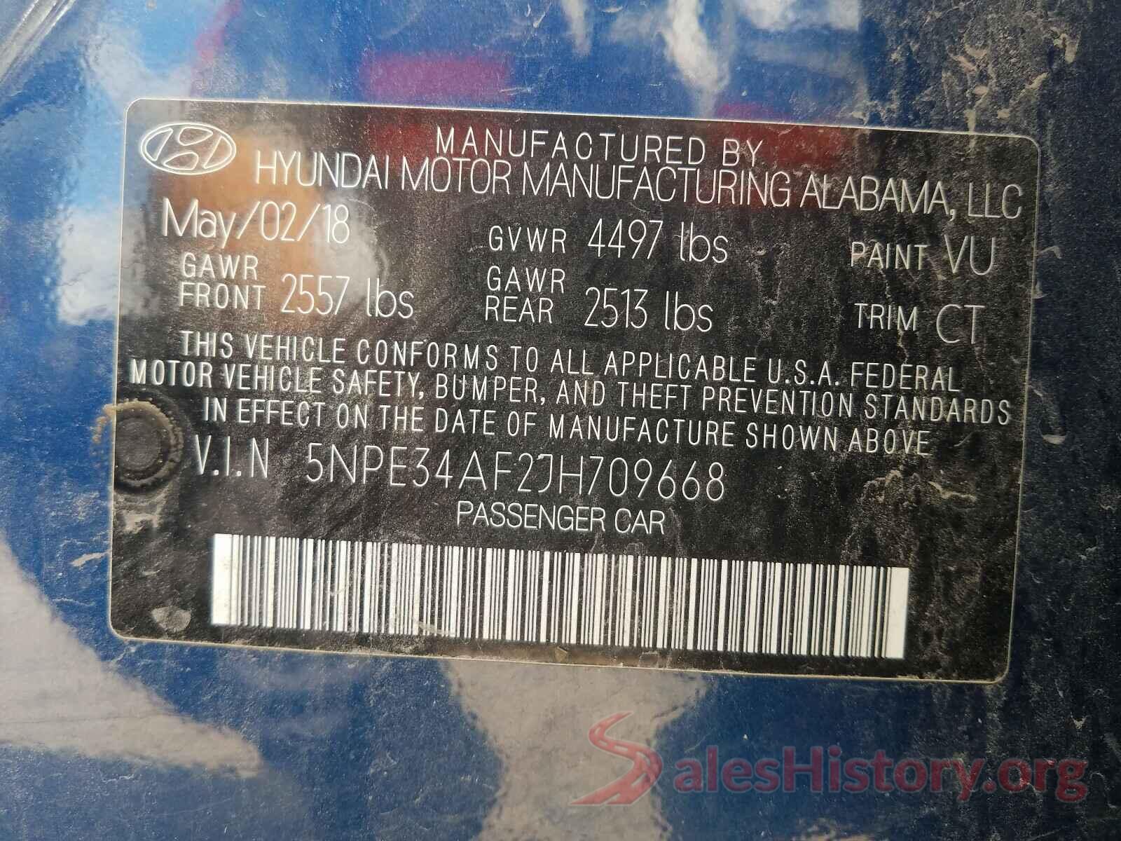 5NPE34AF2JH709668 2018 HYUNDAI SONATA