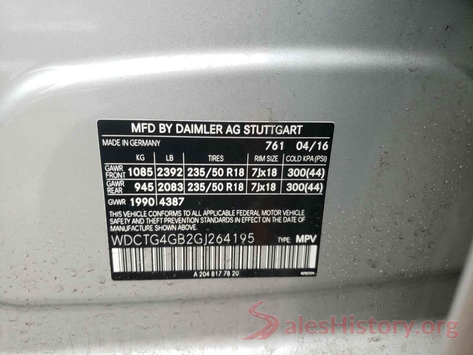 WDCTG4GB2GJ264195 2016 MERCEDES-BENZ G CLASS