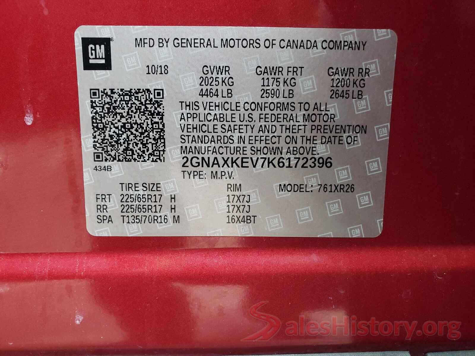 2GNAXKEV7K6172396 2019 CHEVROLET EQUINOX