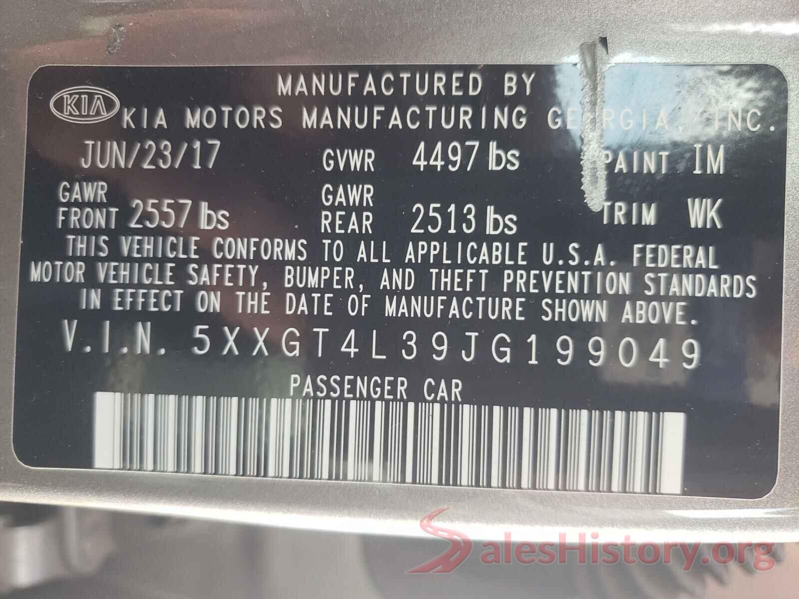 5XXGT4L39JG199049 2018 KIA OPTIMA