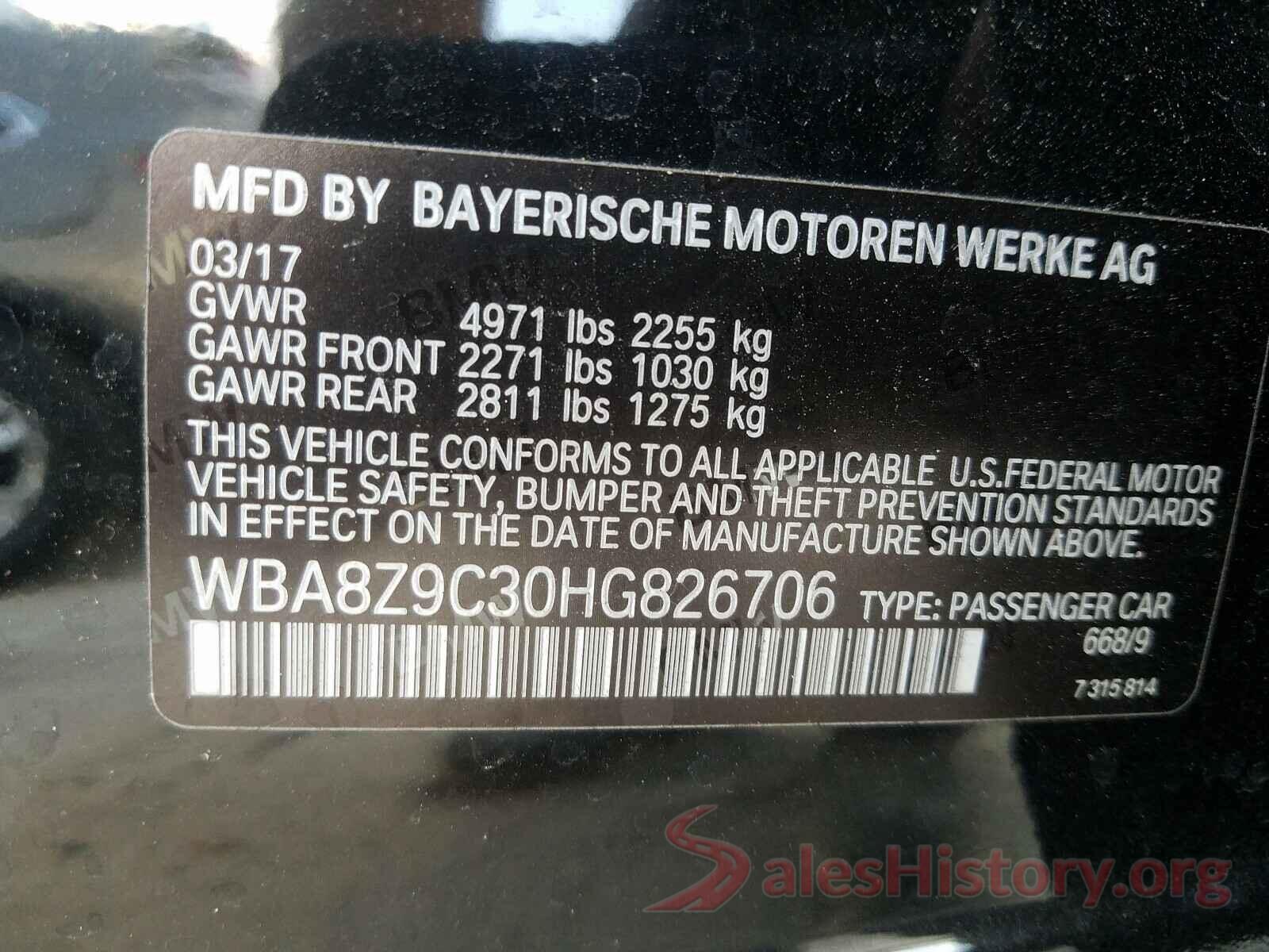 WBA8Z9C30HG826706 2017 BMW 3 SERIES