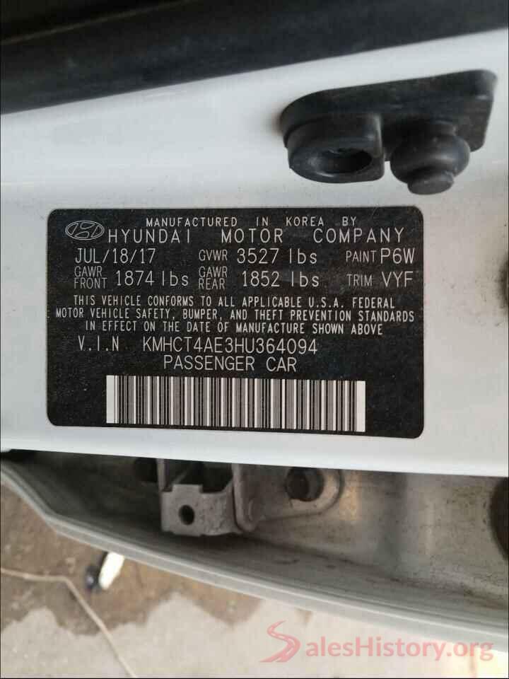 KMHCT4AE3HU364094 2017 HYUNDAI ACCENT