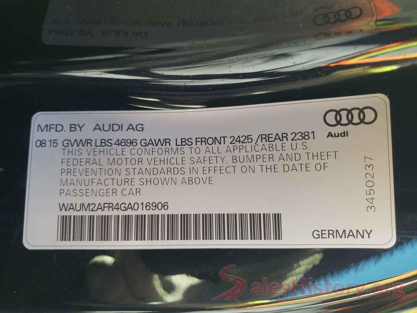 WAUM2AFR4GA016906 2016 AUDI A5