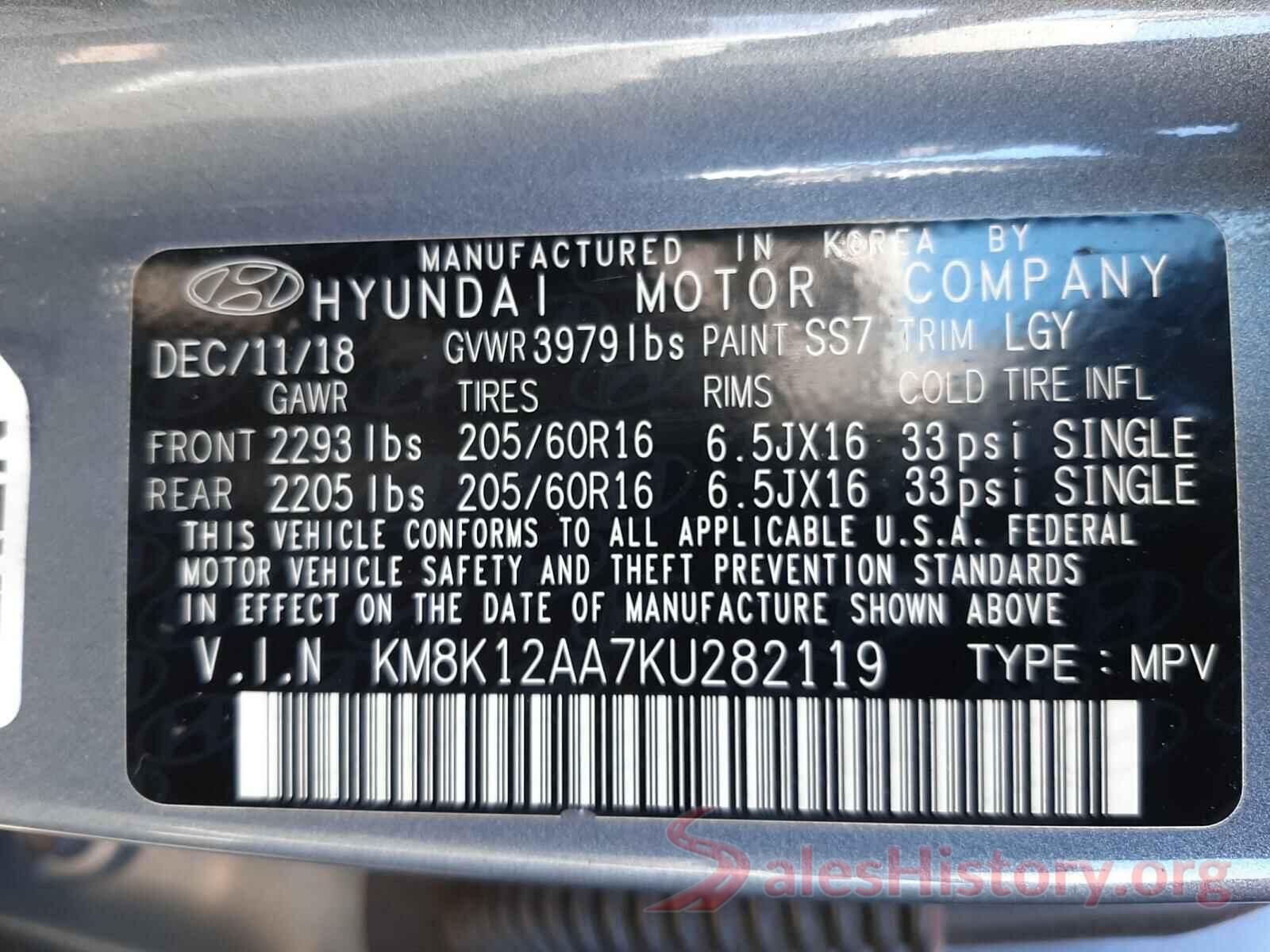 KM8K12AA7KU282119 2019 HYUNDAI KONA