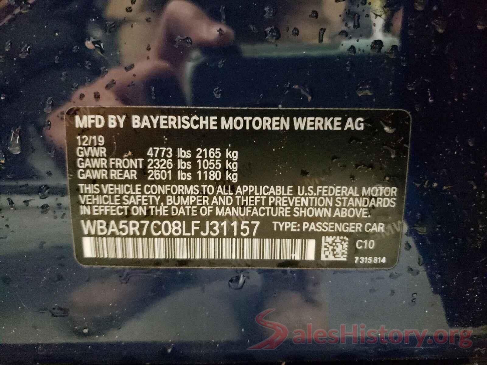 WBA5R7C08LFJ31157 2020 BMW 3 SERIES