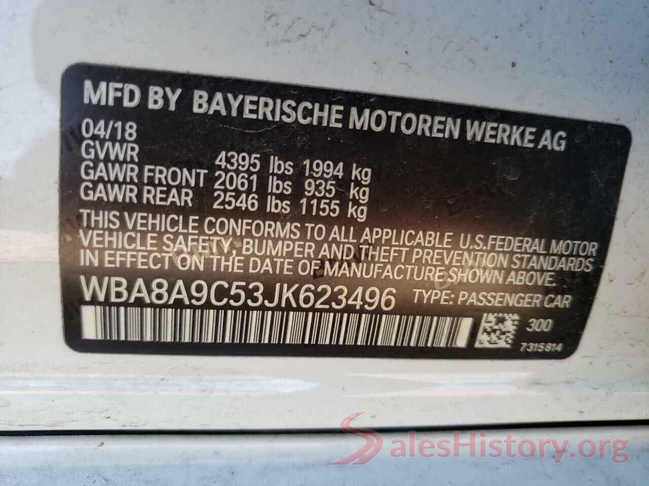 WBA8A9C53JK623496 2018 BMW 3 SERIES