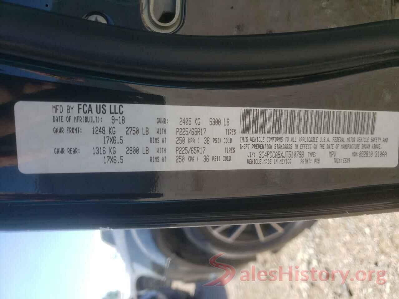 3C4PDCABXJT510798 2018 DODGE JOURNEY