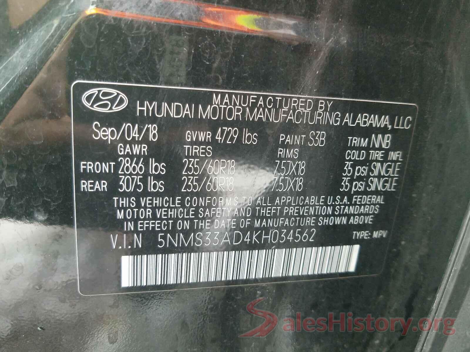 5NMS33AD4KH034562 2019 HYUNDAI SANTA FE