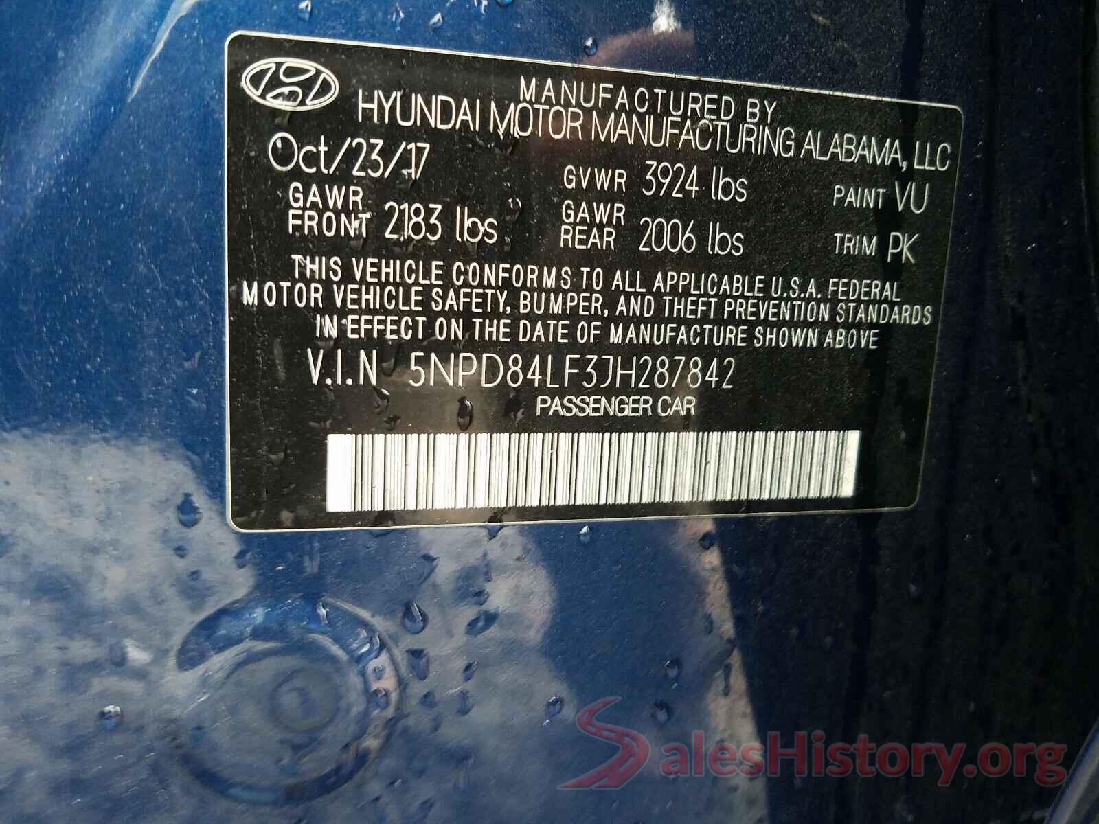 5NPD84LF3JH287842 2018 HYUNDAI ELANTRA