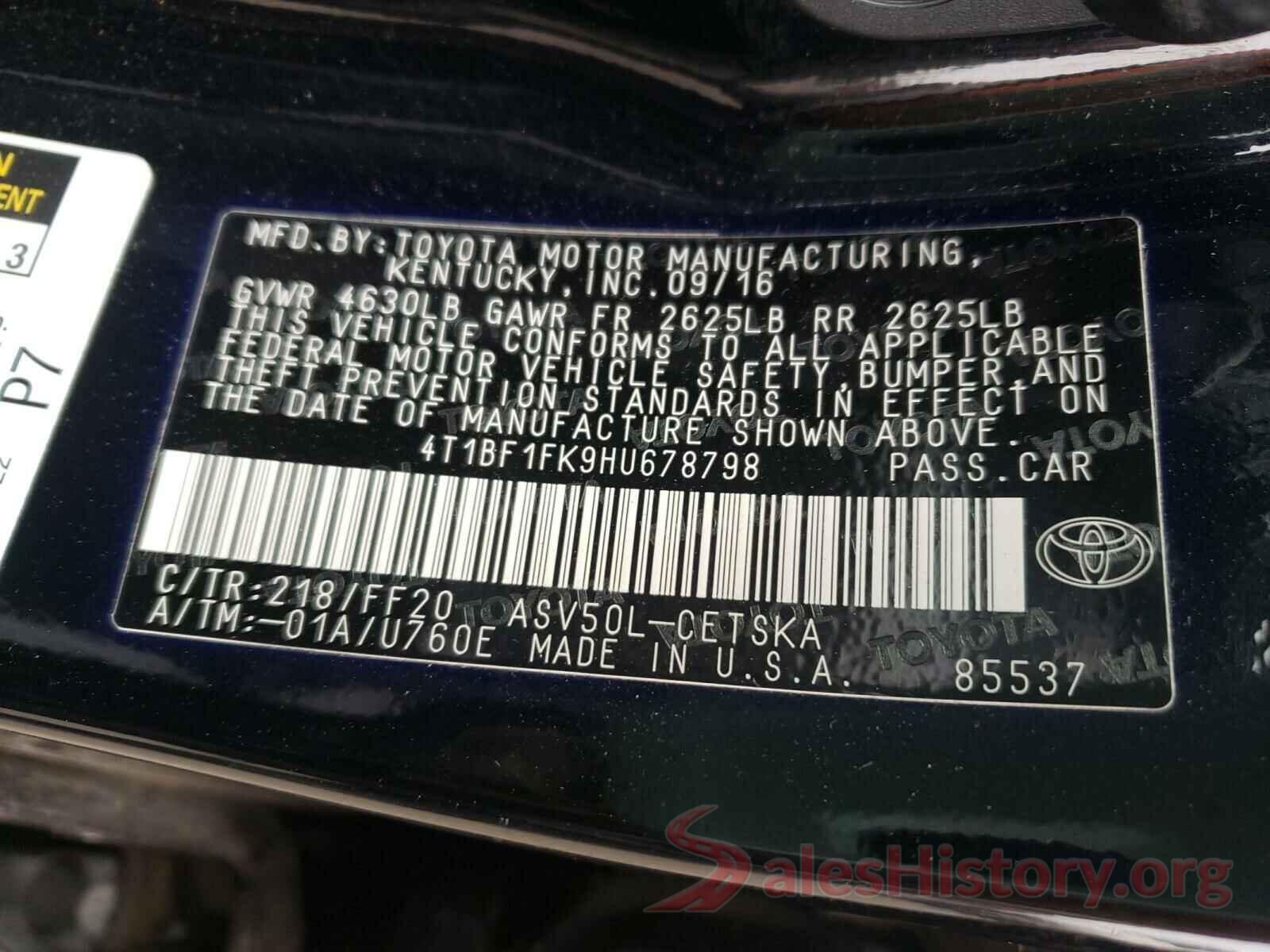 4T1BF1FK9HU678798 2017 TOYOTA CAMRY