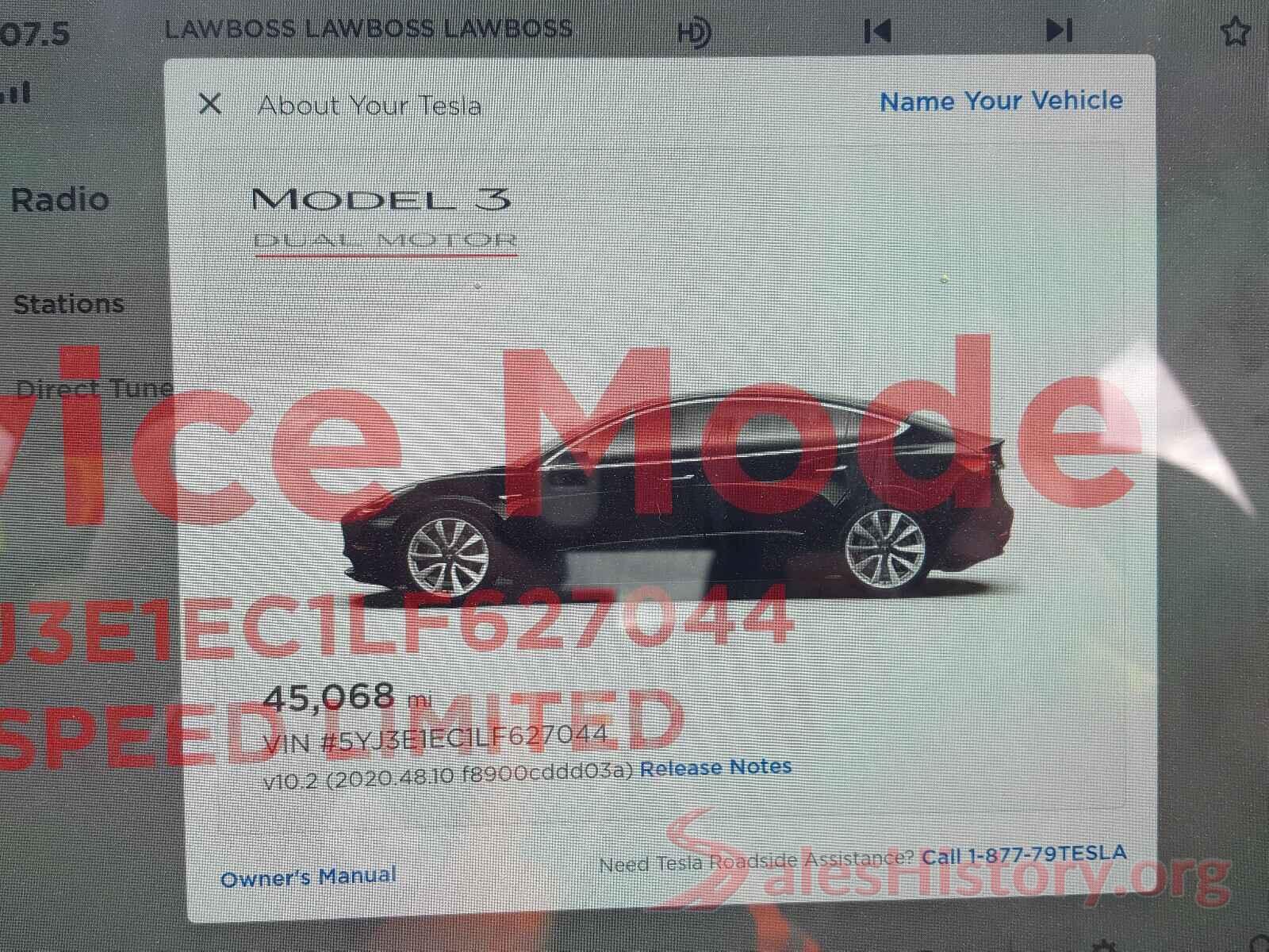 5YJ3E1EC1LF627044 2020 TESLA MODEL 3