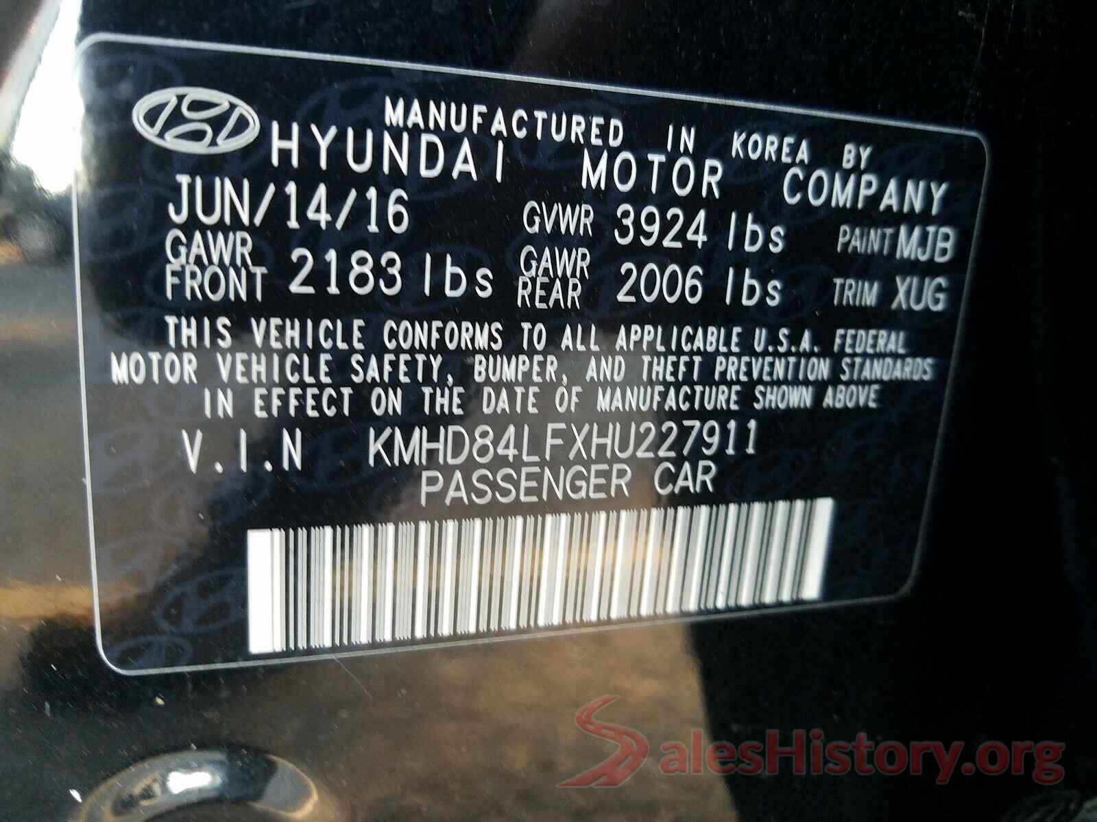 KMHD84LFXHU227911 2017 HYUNDAI ELANTRA