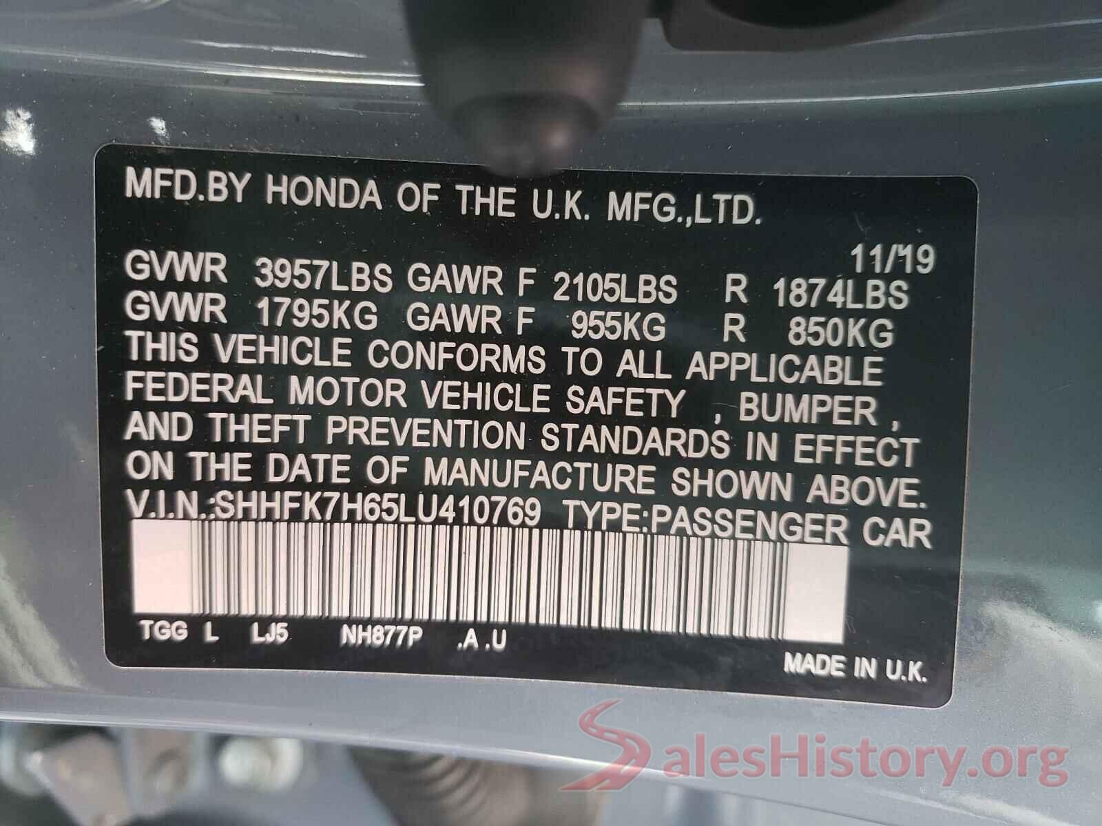 SHHFK7H65LU410769 2020 HONDA CIVIC