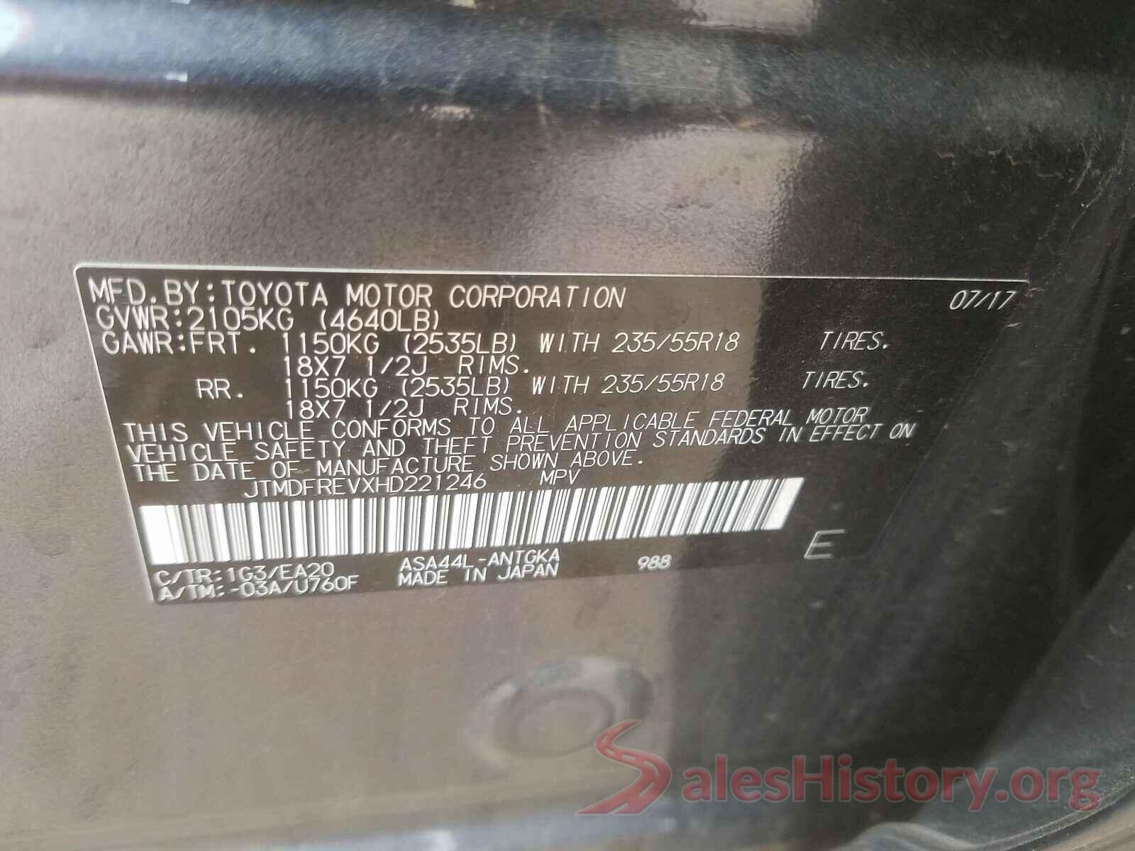 JTMDFREVXHD221246 2017 TOYOTA RAV4