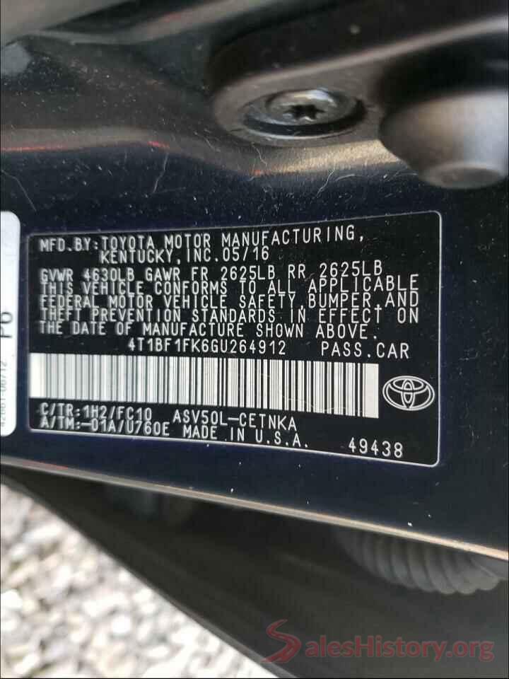 4T1BF1FK6GU264912 2016 TOYOTA CAMRY