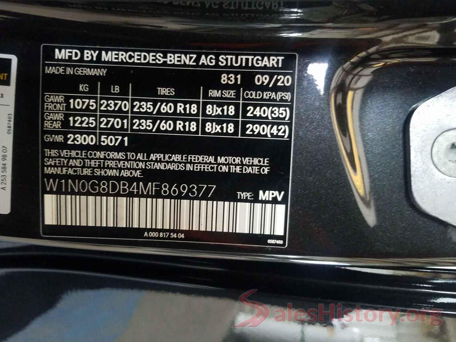 W1N0G8DB4MF869377 2021 MERCEDES-BENZ G CLASS