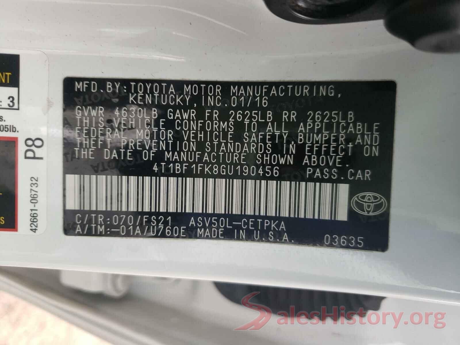 4T1BF1FK8GU190456 2016 TOYOTA CAMRY