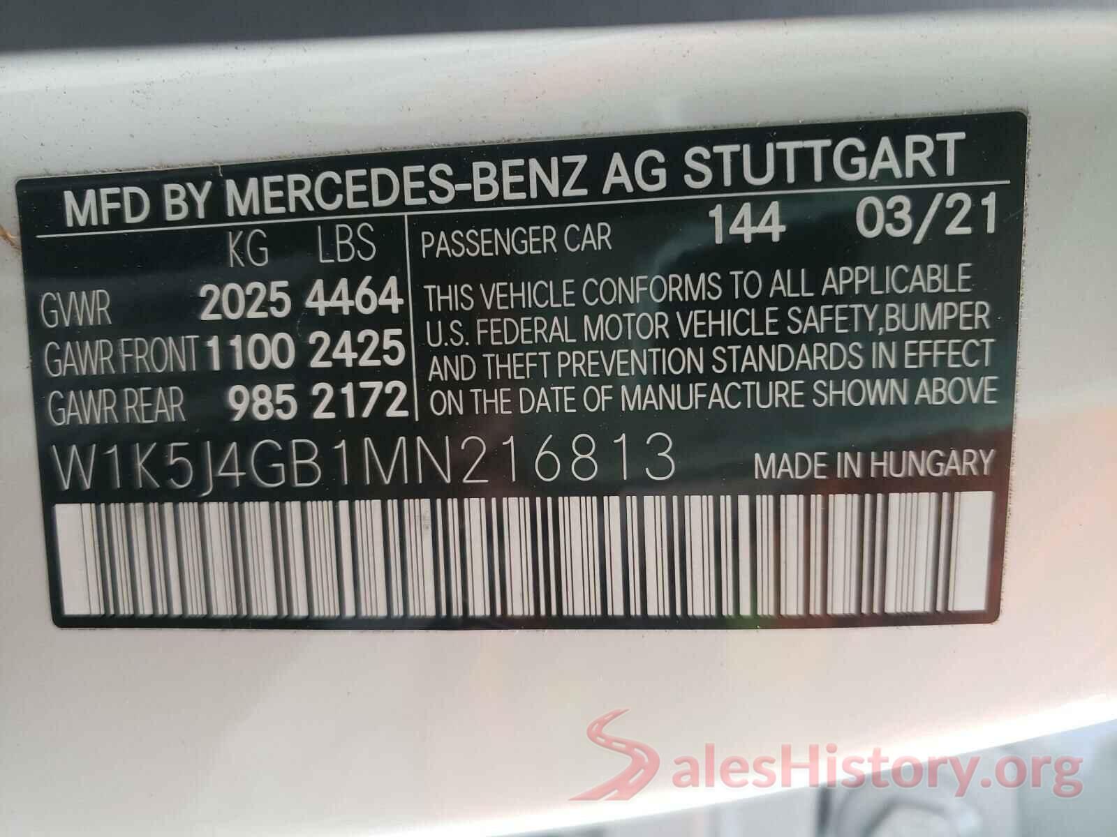 W1K5J4GB1MN216813 2021 MERCEDES-BENZ CLA-CLASS