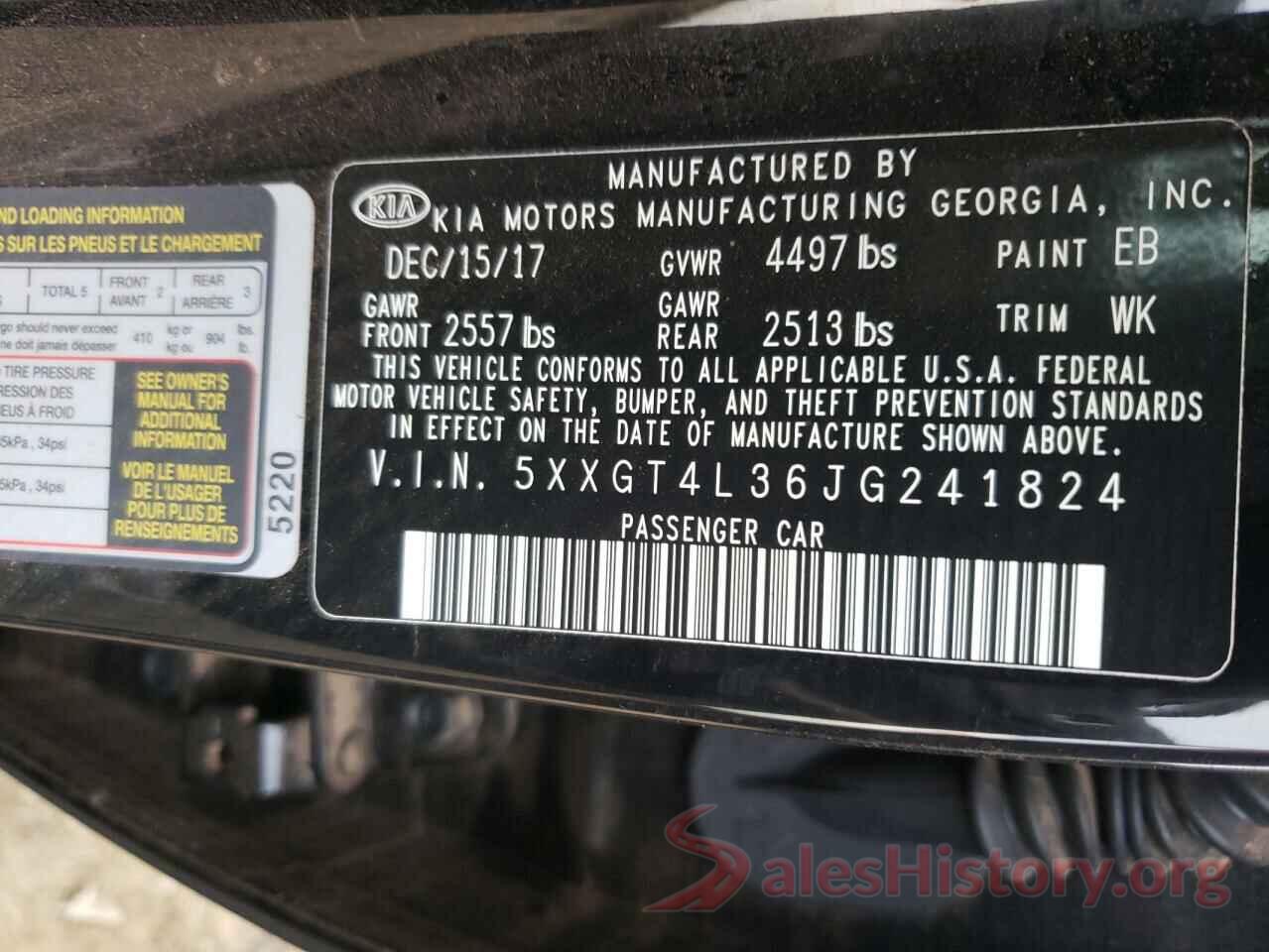 5XXGT4L36JG241824 2018 KIA OPTIMA