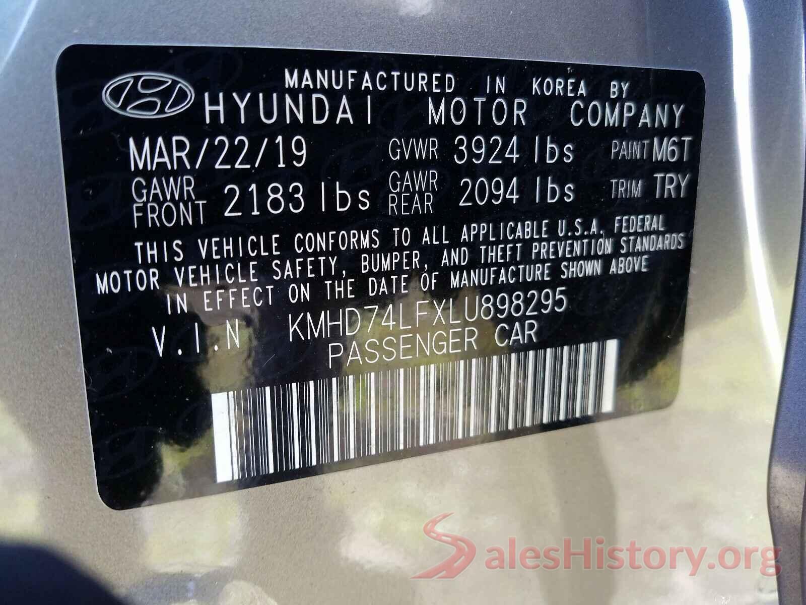 KMHD74LFXLU898295 2020 HYUNDAI ELANTRA