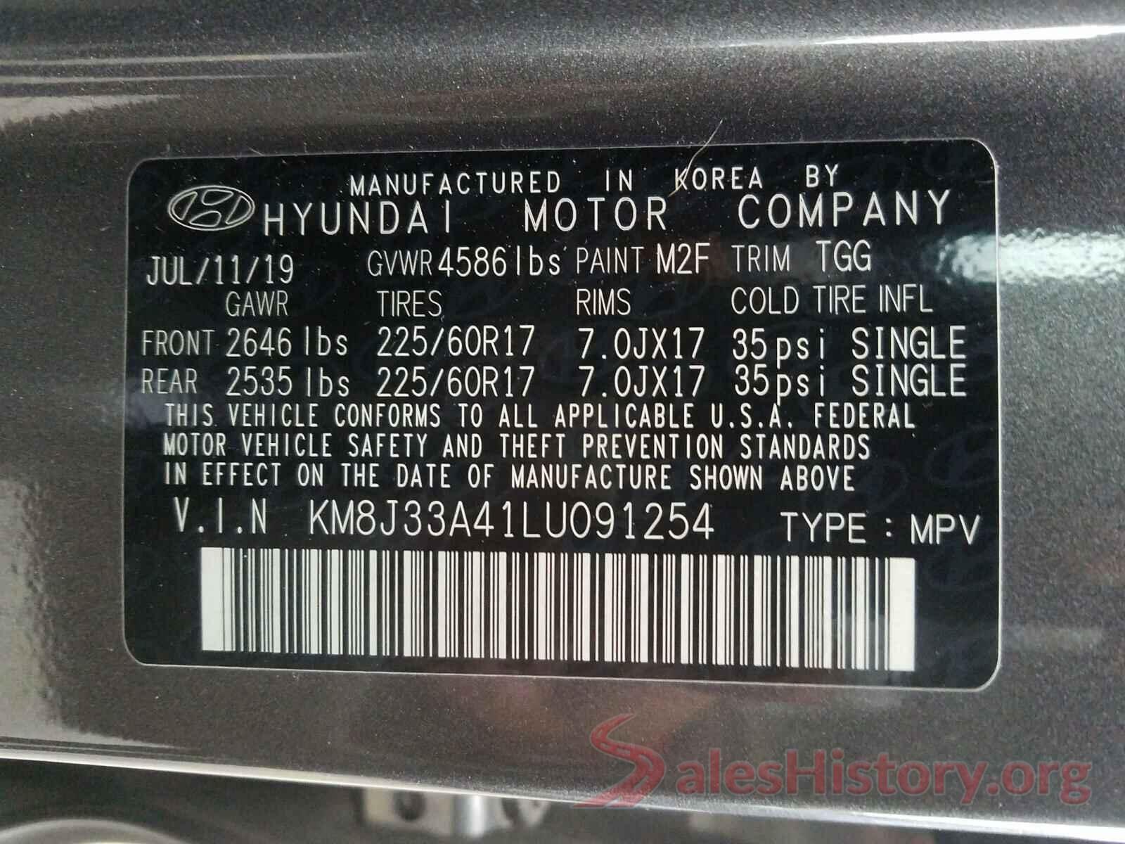 KM8J33A41LU091254 2020 HYUNDAI TUCSON