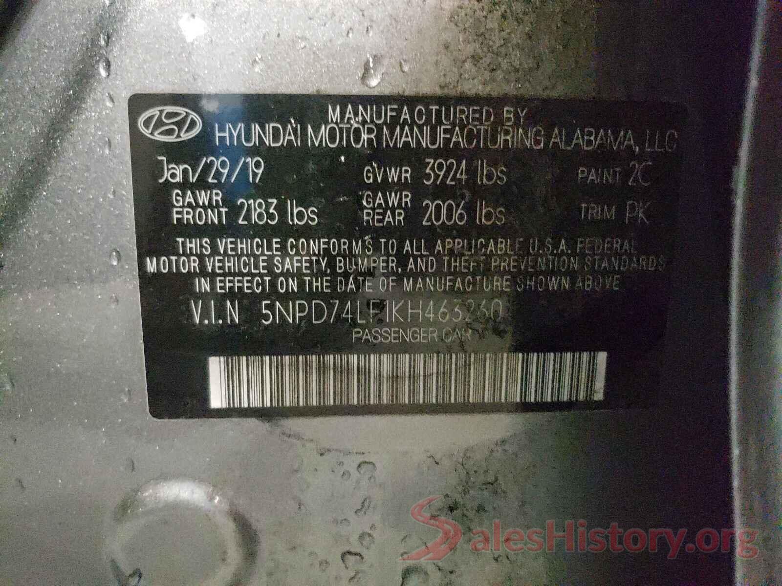 5NPD74LF1KH463260 2019 HYUNDAI ELANTRA