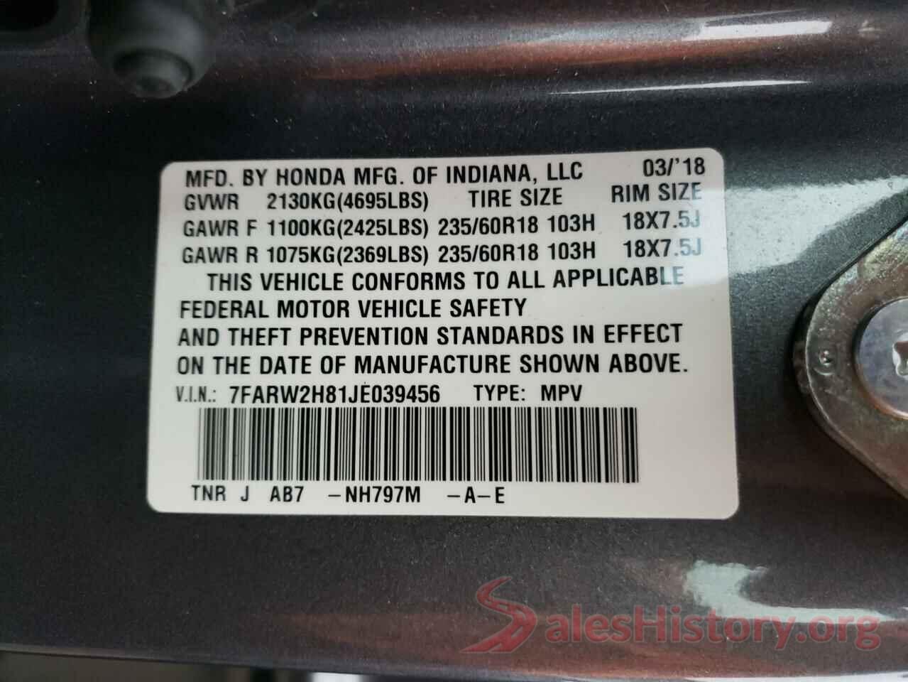 7FARW2H81JE039456 2018 HONDA CRV