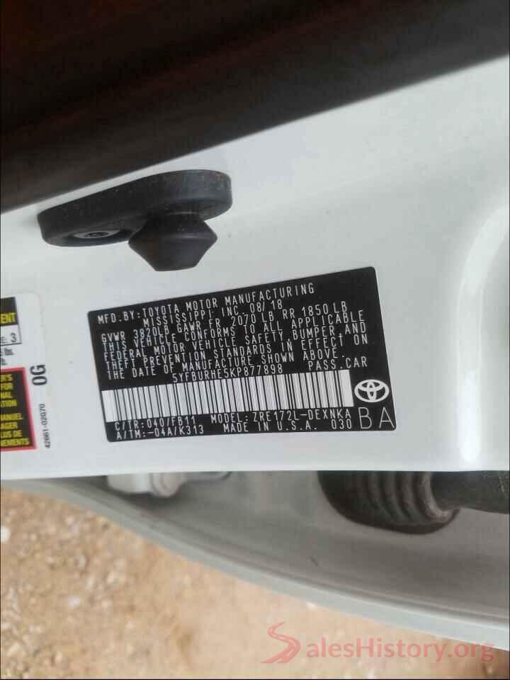 5YFBURHE5KP877898 2019 TOYOTA COROLLA