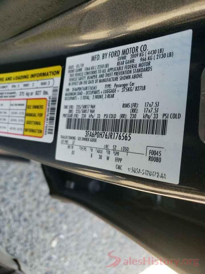 3FA6P0H76JR176565 2018 FORD FUSION