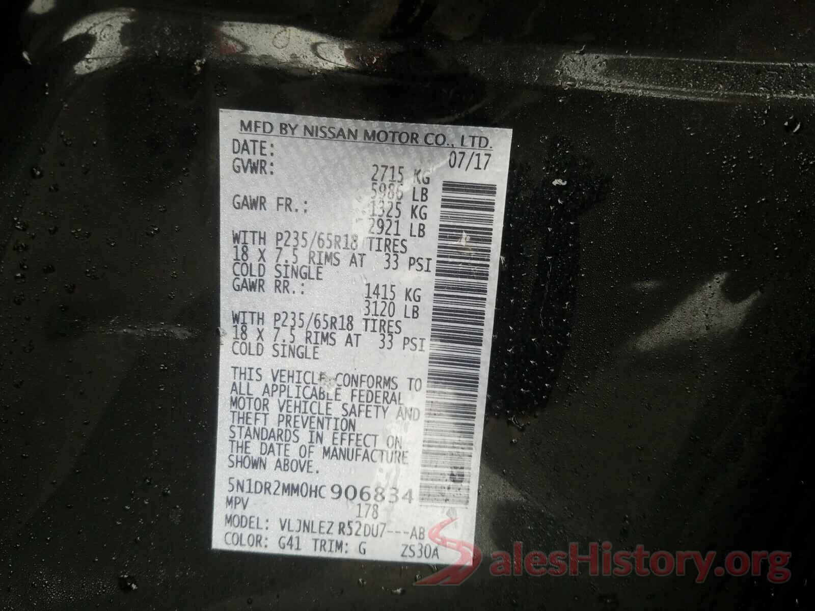 5N1DR2MM0HC906834 2017 NISSAN PATHFINDER