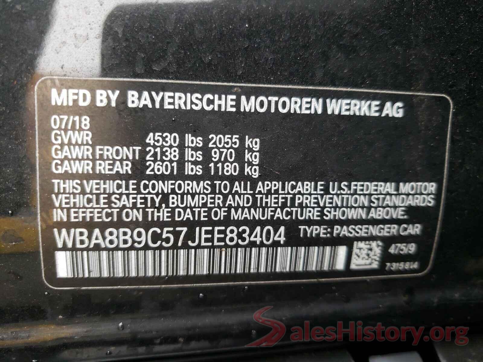 WBA8B9C57JEE83404 2018 BMW 3 SERIES