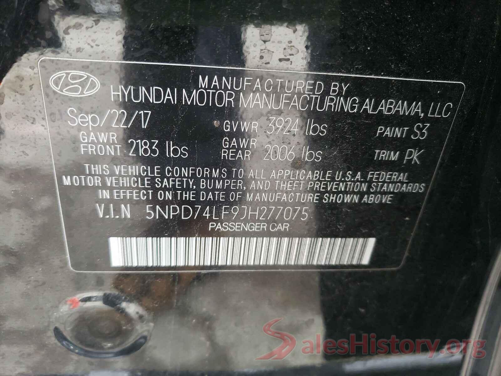 5NPD74LF9JH277075 2018 HYUNDAI ELANTRA