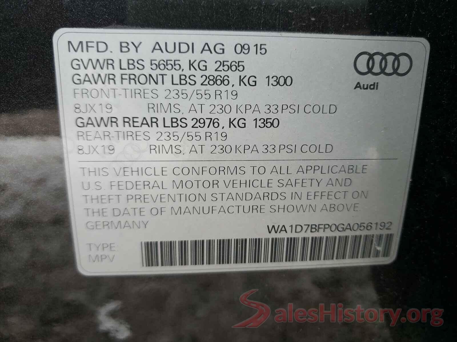 WA1D7BFP0GA056192 2016 AUDI Q5