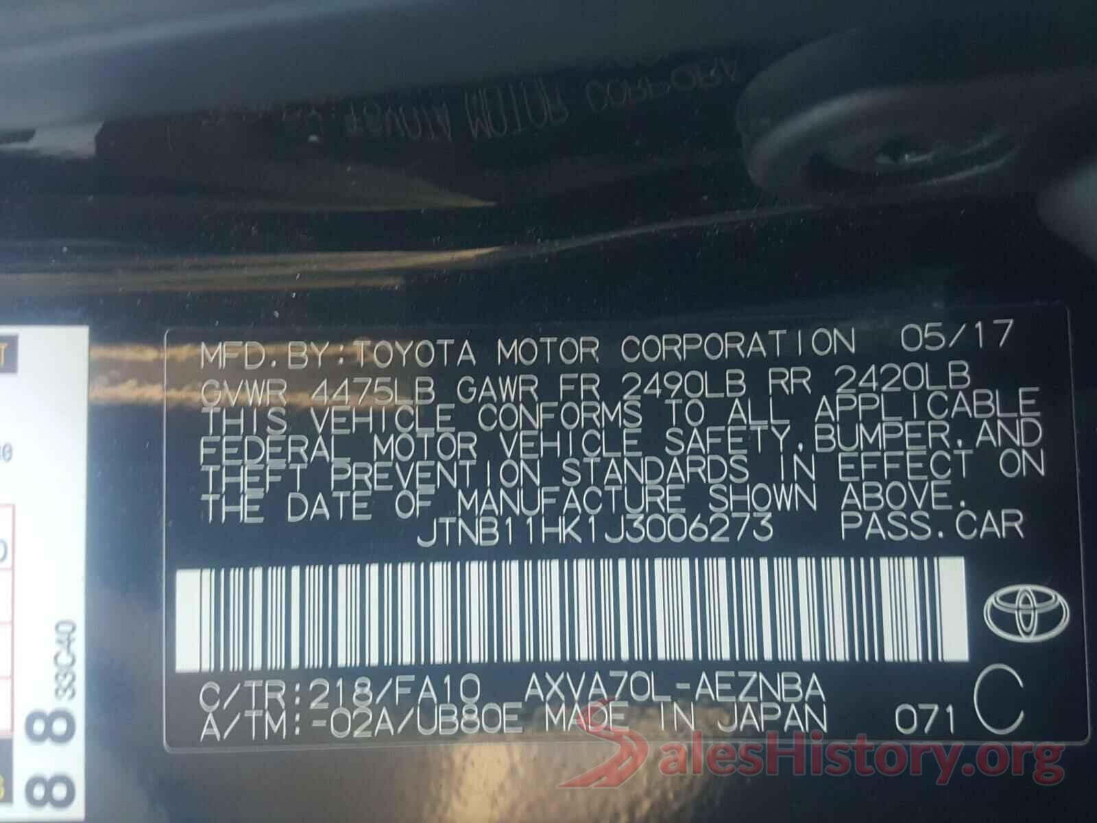 JTNB11HK1J3006273 2018 TOYOTA CAMRY