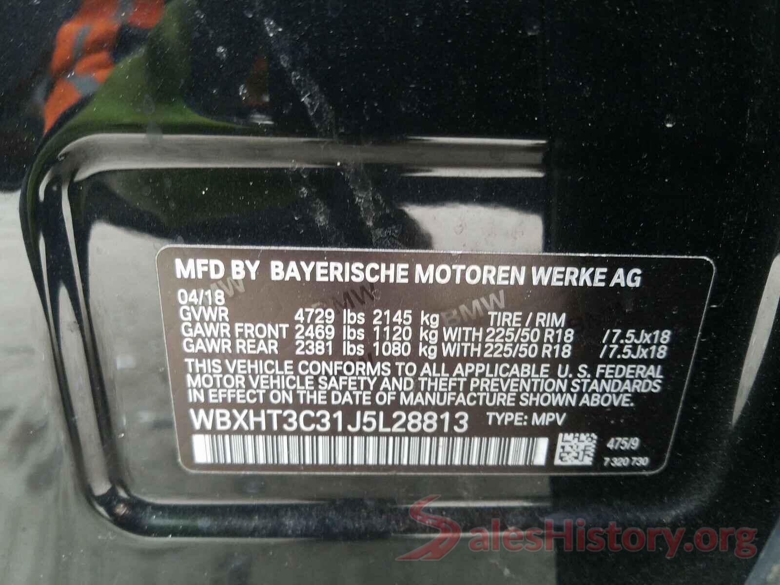 WBXHT3C31J5L28813 2018 BMW X1