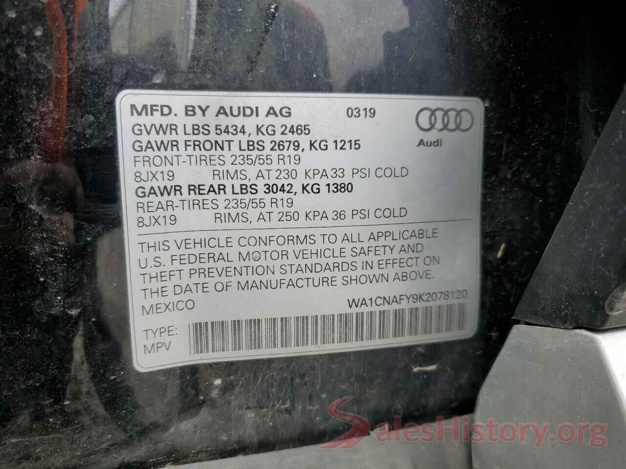 WA1CNAFY9K2078120 2019 AUDI Q5