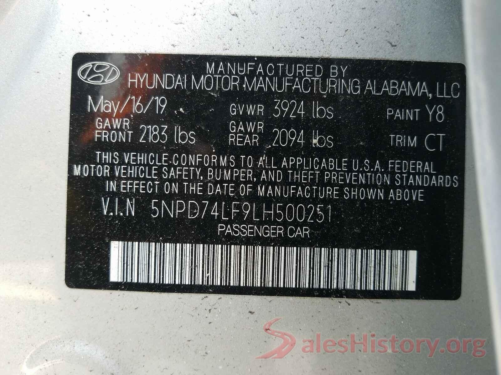 5NPD74LF9LH500251 2020 HYUNDAI ELANTRA