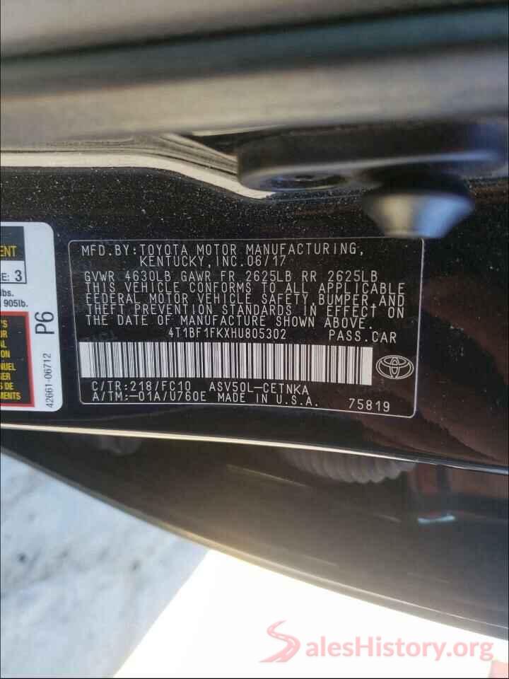 4T1BF1FKXHU805302 2017 TOYOTA CAMRY