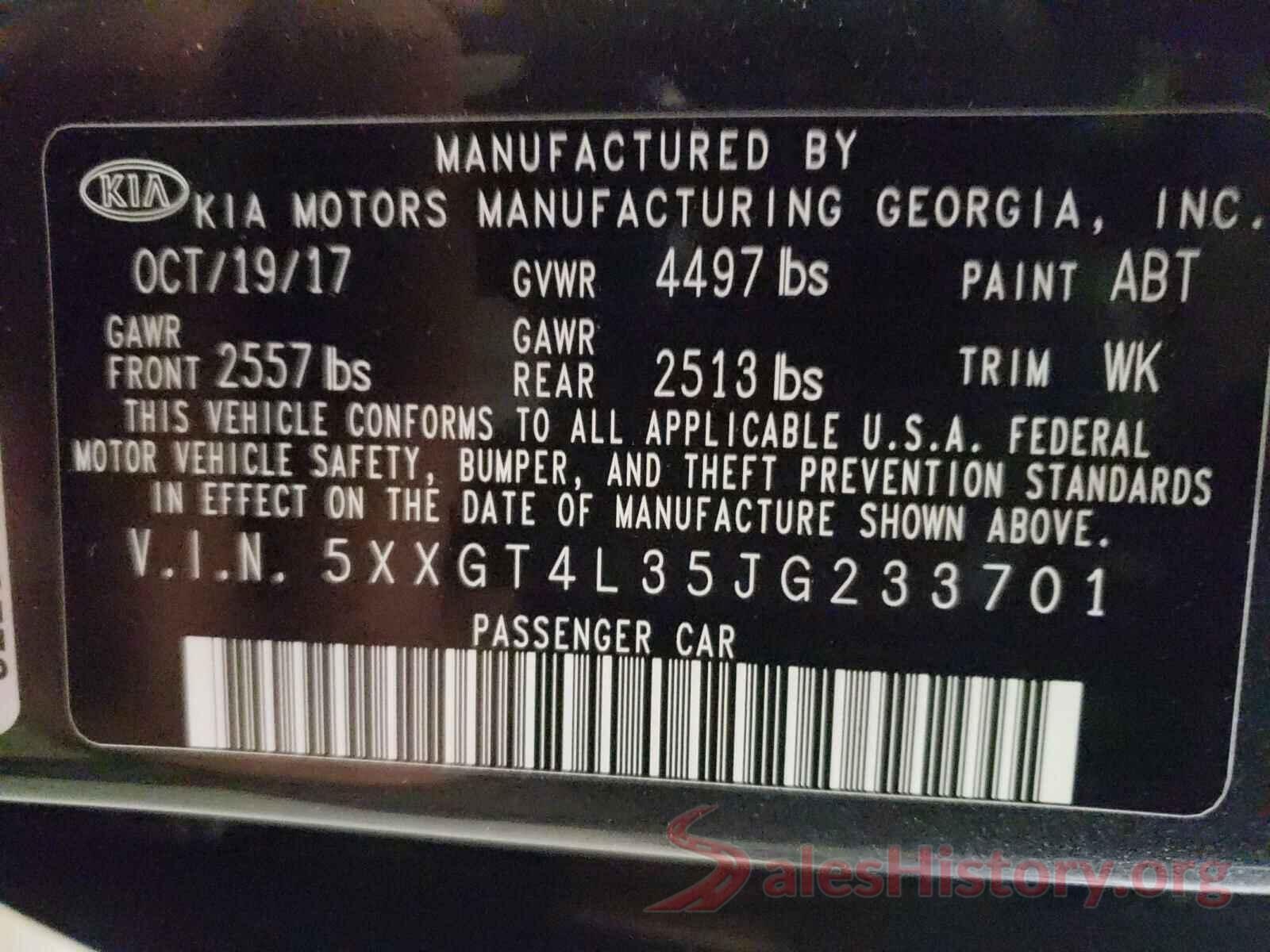 5XXGT4L35JG233701 2018 KIA OPTIMA