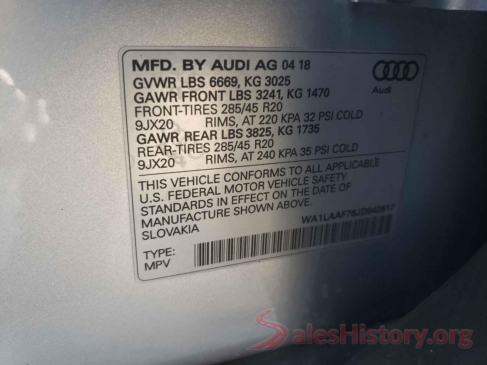 WA1LAAF76JD042617 2018 AUDI Q7