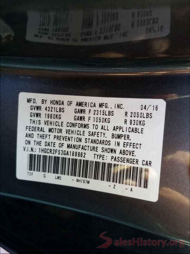 1HGCR2F53GA189962 2016 HONDA ACCORD