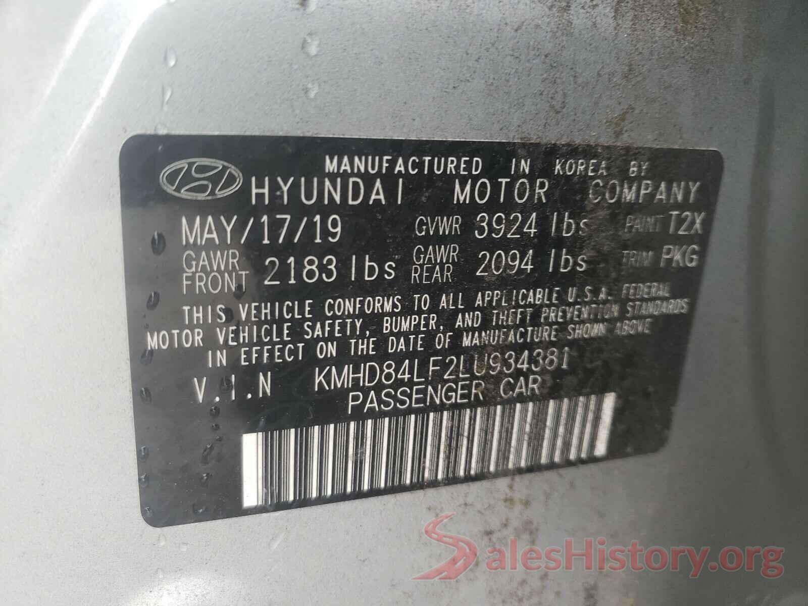 KMHD84LF2LU934381 2020 HYUNDAI ELANTRA