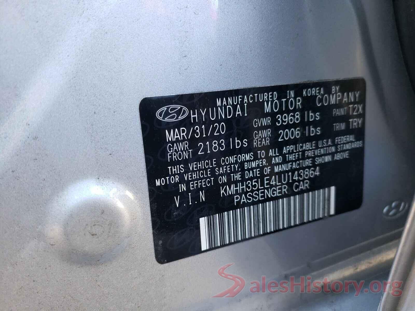 KMHH35LE4LU143864 2020 HYUNDAI ELANTRA