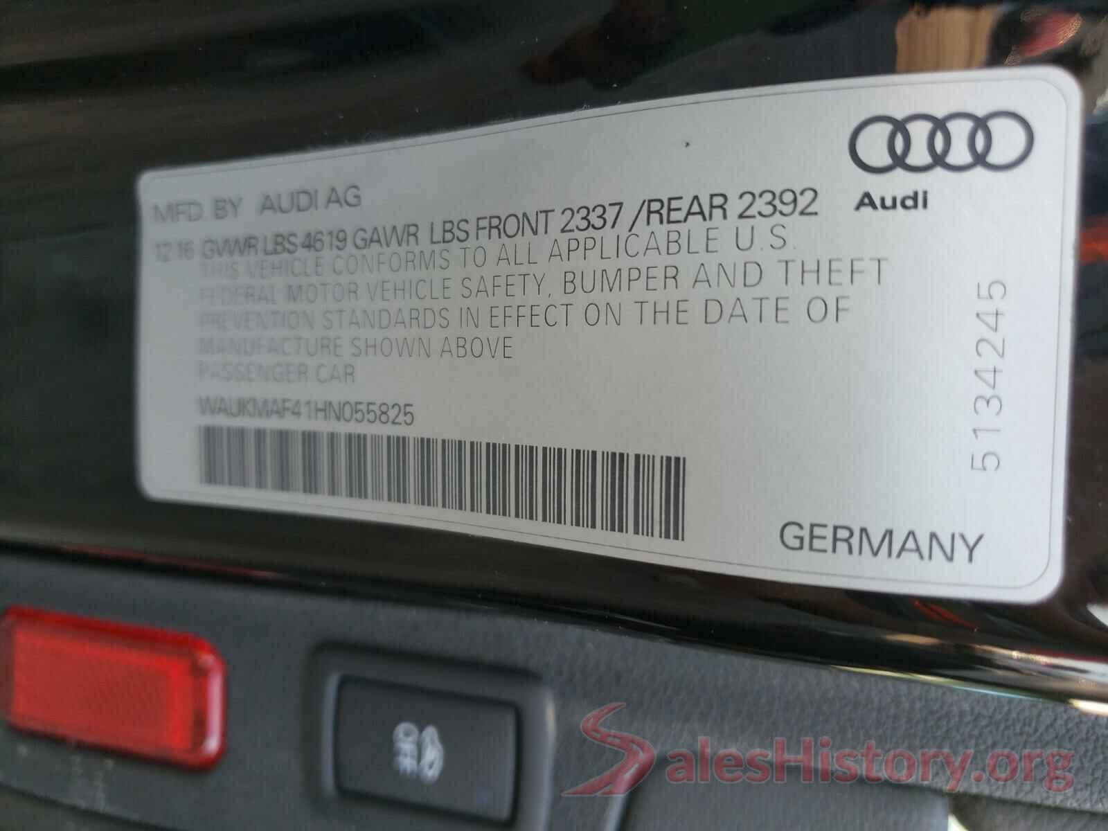 WAUKMAF41HN055825 2017 AUDI A4