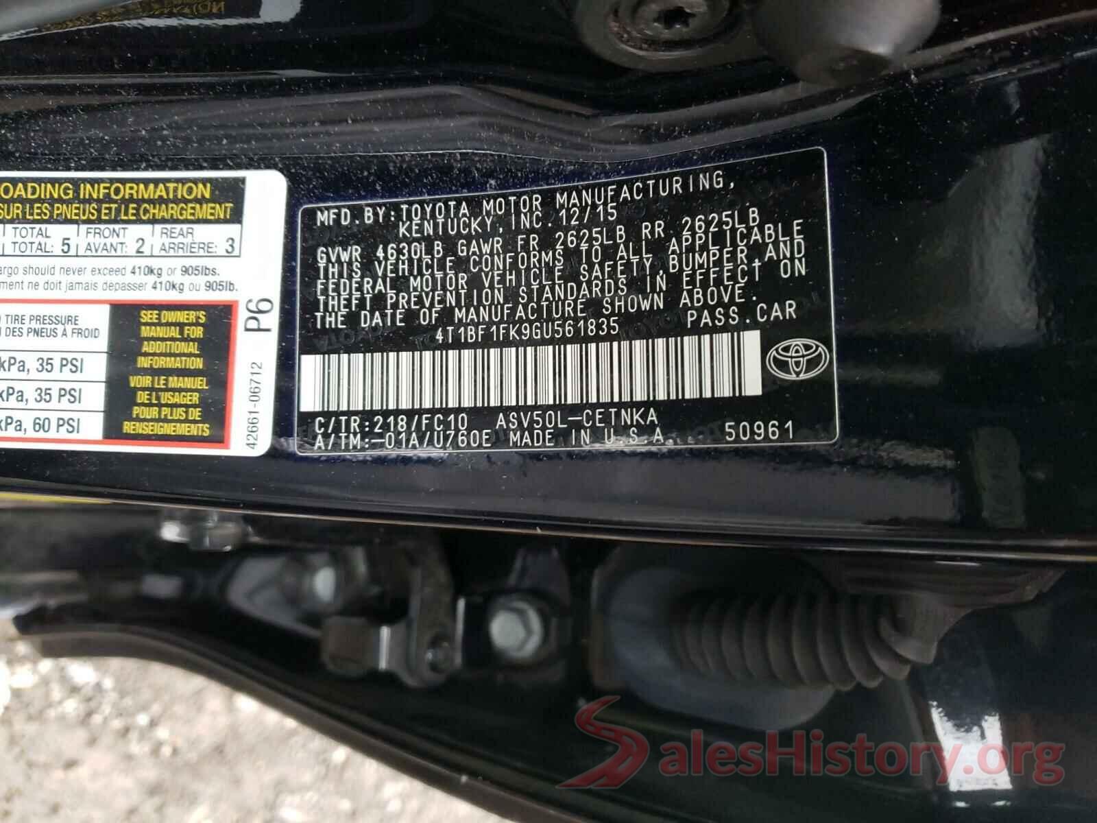 4T1BF1FK9GU561835 2016 TOYOTA CAMRY